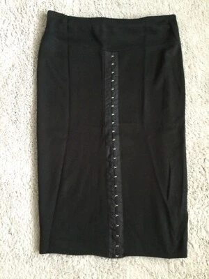 BNWOT Ladies Size 10 Black Calf Length Elasticated Waist Pencil Skirt - Image 1 of 2
