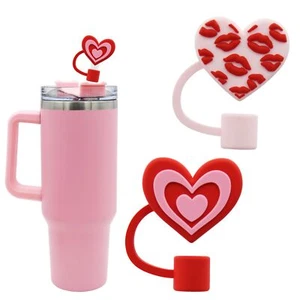Straw Cover Cap for Stanley Cup Heart-shaped Straw Topper Compatible... - Picture 1 of 5