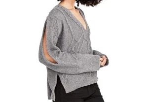 Nuovo con etichette - Maglione Rachel Roy grigio heather lavorato a maglia misto lana misto lana taglia Med - Foto 1 di 7