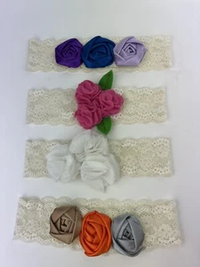 Baby Mädchen Blumen Stirnbänder 4er Set Blumenkrone Neugeborenes Kleinkind Handarbeit - Bild 1 von 21
