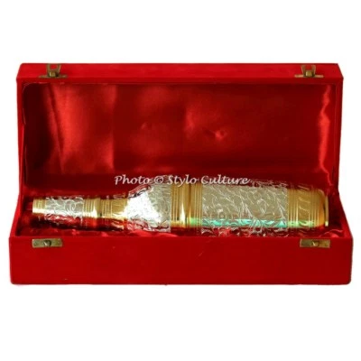 Stylocultur Gold Plated Brass Metal Engraved Wine-Bottle Holder Box Packing - Image 1 of 4