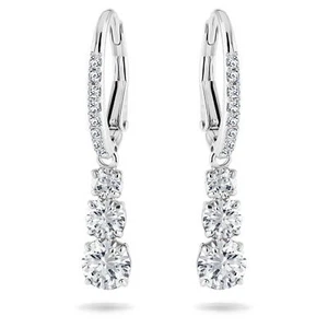 Swarovski Stilla Attract Hoop Earrings Round Cut, White, Rhodium Plated 5416155 - Picture 1 of 7