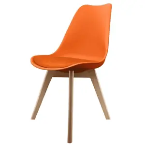 Fusion Living Soho Plastic Dining Chair | Orange with Squared Light Wood Legs - Picture 1 of 4