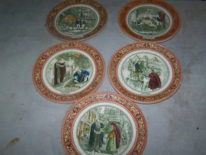 Lot of 5 Vintage Antique Adams Shakespeare Plates - Made In UK - Circ 1920 - Picture 1 of 10