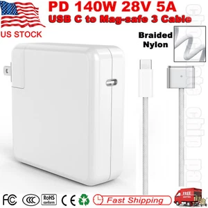 Cargador USB-C 140W con Cable Mag-safe3 para MacBook M1 Air Pro 13 14 16" A2452  - Imagen 1 de 13
