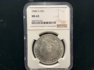 1880-S Morgan Silver Dollar NGC MS 65 ~ Super Nice Coin FROSTY SEMI PL - Picture 1 of 3