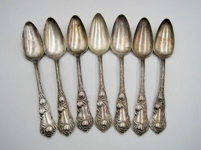 Set of 7 - Wm Rogers Silver Plate Fruit Grapefruit Spoon Orange Blossom - Image 1 of 3