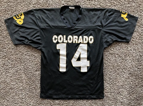Vintage University Of Colorado Buffaloes Black Football Jersey Mens Size M 90s Cover