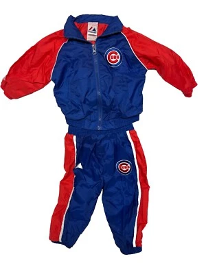 Conjunto de Calças Jaqueta Terno de Trilha Vintage Majestic Chicago Cubs 12 Meses Criança - Imagem 1 de 4