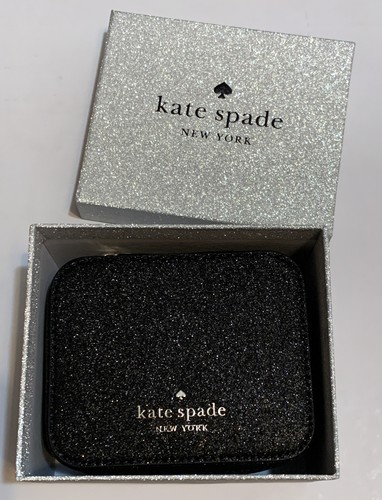 Portagioielli in scatola Kate Spade Tinsel in nero glitter nuovissime etichette in scatola KS