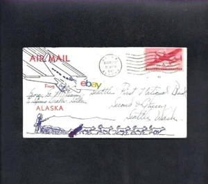 SITKA ALASKA COVER LOCKHEED LODESTAR & SLED TEAM ART AIR MAIL TO ALASKA 1942 - Picture 1 of 1