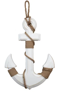 Deko Wandhänger Anker Weiß 32 x 22cm maritime Dekoration Wanddekoration (CP) - Bild 1 von 3