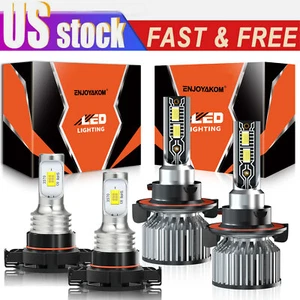 Combo LED Headlight High/Low +Fog light Bulbs Kit 6500K For GMC Yukon 2007-2014 - Picture 1 of 13