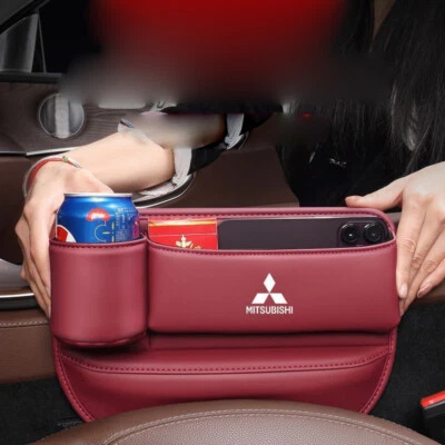 2PCS Red Car Seat Gap Filler Storage Box Cup Holder Organizer for Mitsubishi Foto 1 de 4