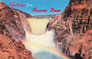 GREETINGS FROM HOOVER DAM, NEVADA Vintage PC RAINBOW - Picture 1 of 2