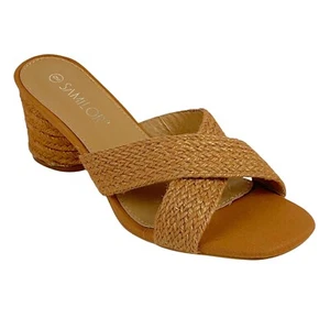 Samilor Women's 9 Braided Espadrille Sandals Cross Strap Block Heel Tan - Bild 1 von 9