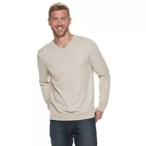 Men's Sonoma Goods for Life LARGE VNECK TAN LONG SLEEVE SHIRT NWT 1000000991 - Picture 1 of 1