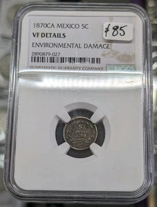Mexico 1870 Ca 5 Centavos. Chihuahua Mint. NGC XF Details. Scarce! - Picture 1 of 4
