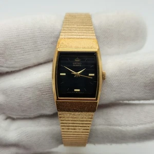 Seiko Ladies Vintage Gold Tone w/ Black Dial Quartz Watch 8Y21-5010 - Picture 1 of 15