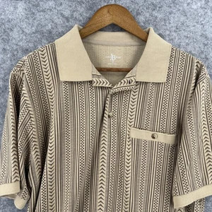John Blair Polo Shirt Mens Medium Geometric Knit Retro Button Up Pocket - Picture 1 of 12