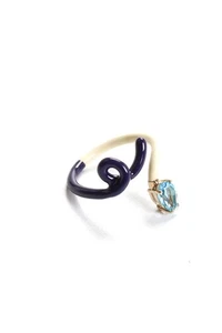 Anello donna Bea Bongiasca oro giallo 9 kt smalto bianco/viola blu topazio vite misura - Foto 1 di 4