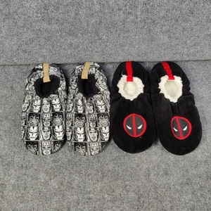 Marvel Slippers Shoes Mens Size 10 11 Deadpool Black Avengers Comic Book Cozy TV - Picture 1 of 18