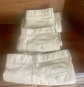 Qty 3 Lot LANDS END Khaki School Uniform Chino Pants Boys 16 INSEAM 30" NEW - Picture 1 of 2