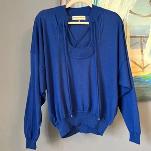Emilio Pucci Sz S Blue Long Sleeve 100% Wool Sweater Made In Italy/ Details💖 - Picture 1 of 14