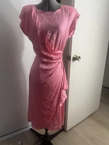 Abito NORA NOH vintage in seta rosa stile avvolgente elastico in vita spalline - Foto 1 di 8
