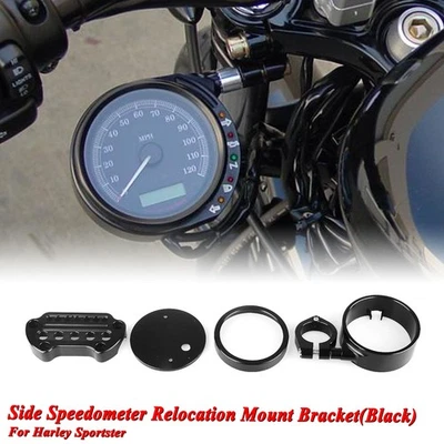 Side Speedometer Mount Bracket+Handlebar Riser Clamp For Harley Sportster 1200 - Imagem 1 de 4