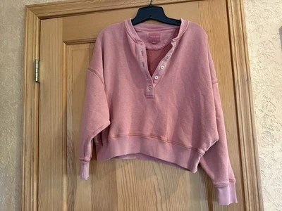 Sudadera corta para mujer American Eagle manga larga rosa anaranjado talla S Foto 1 de 4
