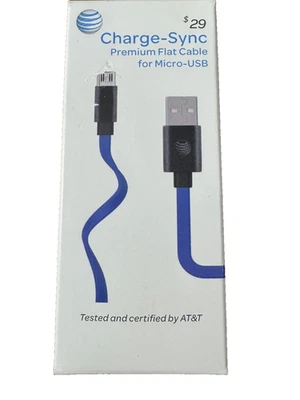 AT&T Charge-Sync Micro USB Cable Flat 4' - Blue - Image 1 of 2