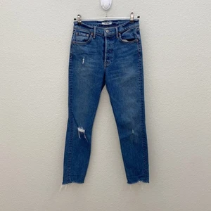 Grlfrnd Karolina Sixpence Distressed Stretch Denim Blue Jeans Hose Damen Gr. 27 - Bild 1 von 6