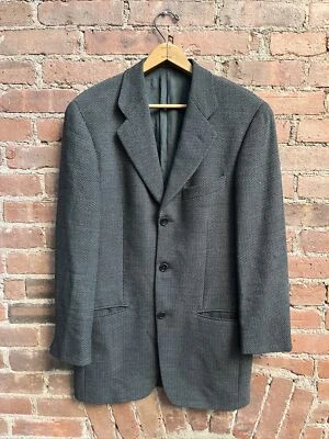 Chaqueta para hombre vintage de la colección Calvin Klein, talla 36, jacquard gris espiga Foto 1 de 4