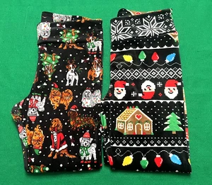 Lot of 2 Women's No Boundaries Christmas Leggings Size XL (15-17) Soft Stretch - Picture 1 of 15