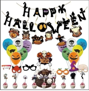 Halloween Balloons Banner Kit 44Pcs Large Type Happy Halloween Party Decorations - Picture 1 of 8