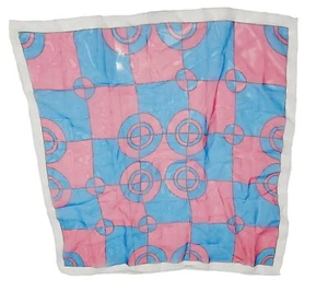 Vintage Scarf Red White Blue Geometric 20" Square - Picture 1 of 5