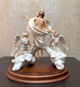 Franklin Mint "The Acencion" Jesus Religious Porcelain Figurine with Wood Base - Picture 1 of 8