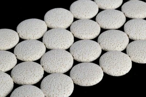 Cuentas de lava volcánica blanca de 21x7 mm cuentas sueltas de piedras preciosas con botones planos redondos - Imagen 1 de 4