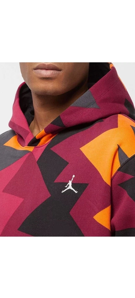 Jordan Men Flight MVP AOP Red Yellow Hoodie Sweatshirt FB7014-619 Size S