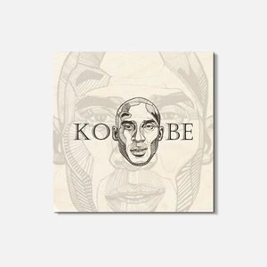 Koby Bryant Gesichtsskizze 4" x 4" Quadratische Holzuntersetzer - Bild 1 von 3