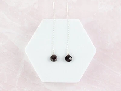 Orecchini pendenti filo goccia a forma di cuore granato rosso naturale orecch... - Immagine 1 di 4