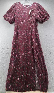 Vecchio abito lungo navy donna viola medio floreale cottagecore estivo puff nuovo con etichette - Foto 1 di 15