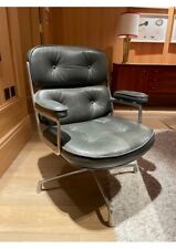 Original 1979 Eames Herman Miller Time Life Lobby Desk Arm Chair in Grey Leather