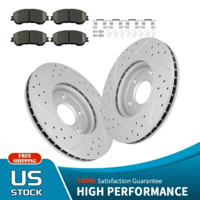 Передние сверленные роторы + керамические тормозные колодки для Nissan Rogue 2014 2015 2016 2017 годов выпуска - Изображение 1 из 4