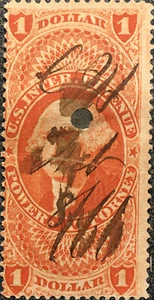 Scott #R75 US 1862 1 Dollar Washington Revenue Power of Attorney Stamp - Picture 1 of 2