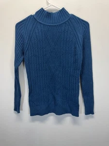 S. Christina Damen 100% Kaschmir Pullover mit Zopfmuster Blau Gr. S - Bild 1 von 11
