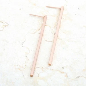 Stunning Carolee Rose Gold Plated Stainless Steel Line Drop Earrings 60mm Length - Picture 1 of 4