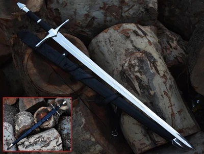 真正的中世纪长剑手工锻造高碳钢/双手圣殿骑士剑 — 第 1/4 张图片