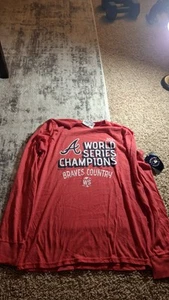 Atlanta Braves 2021 World Series Champions Longsleeve-Shirt Rot Größe L Neu mit Etikett - Bild 1 von 9